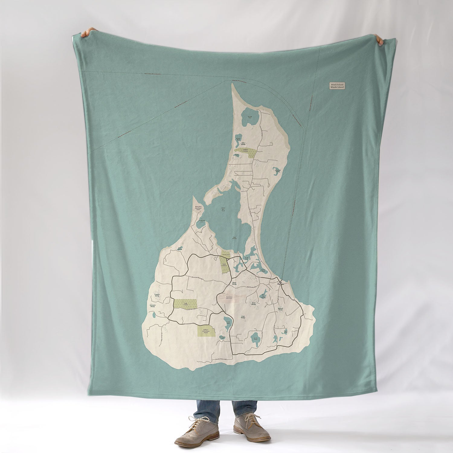 Block Island Sea Glass Map Blanket