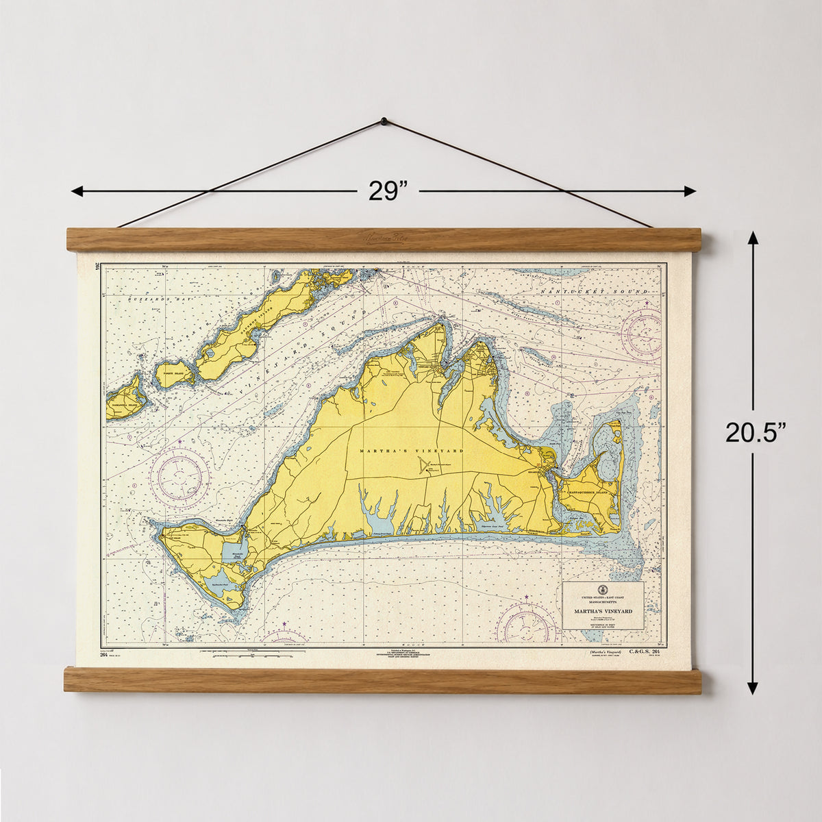 Martha's VIneyard, MA Nautical Chart Fabric Scroll