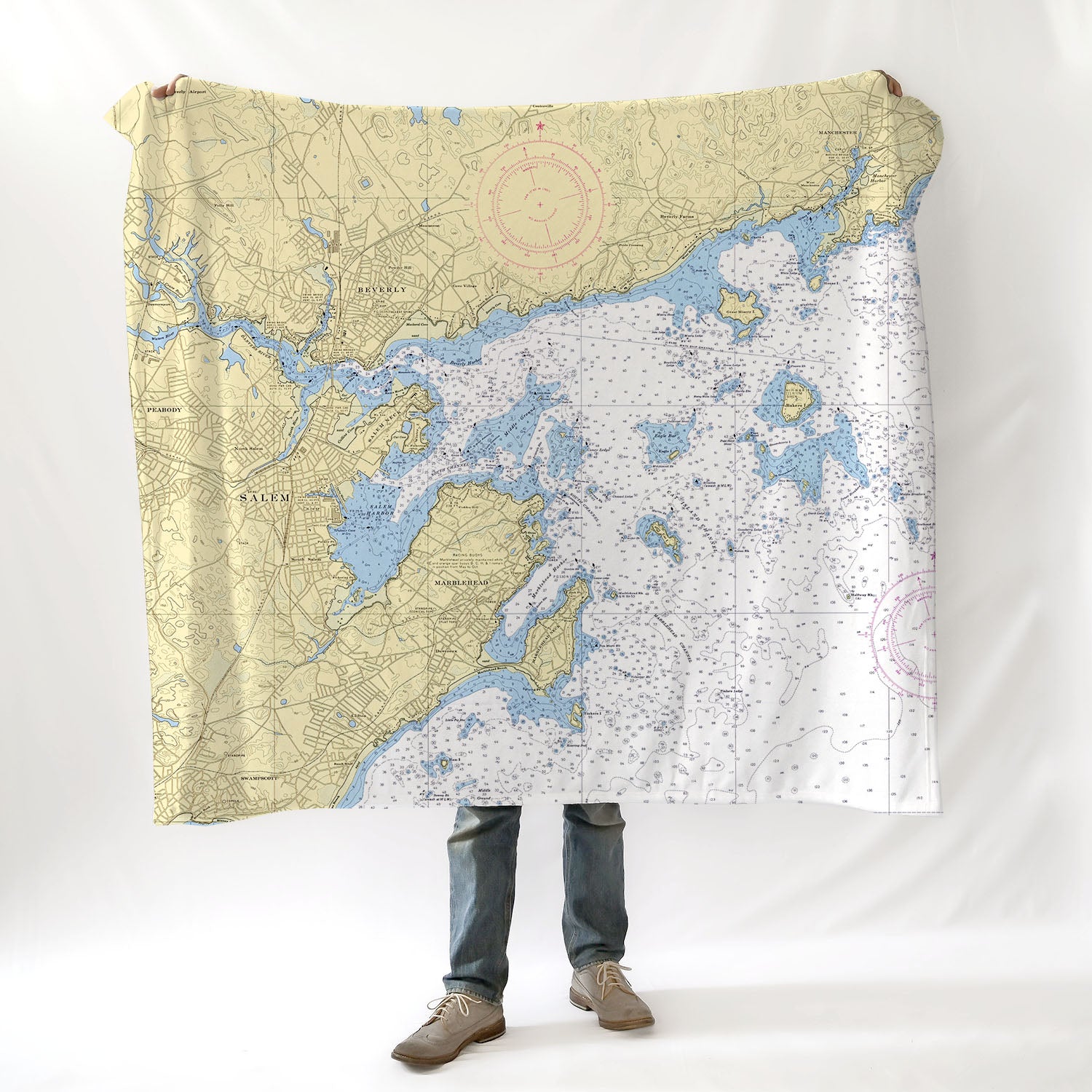 Marblehead -North Shore, MA.Nautical Chart Blanket