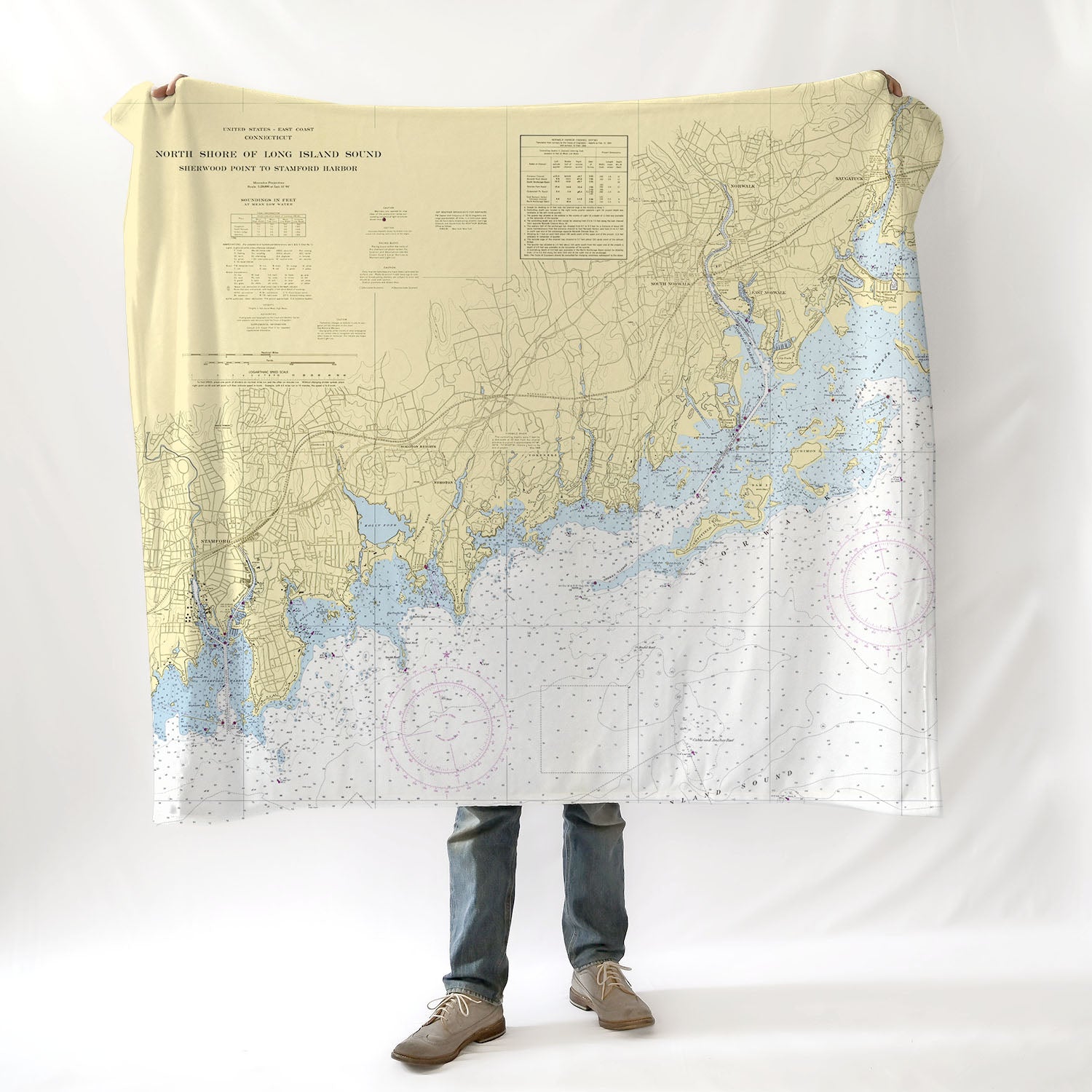 Darien, CT Nautical Chart Blanket