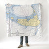 Nantucket, MA Nautical Chart Blanket
