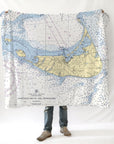 Nantucket, MA Nautical Chart Blanket