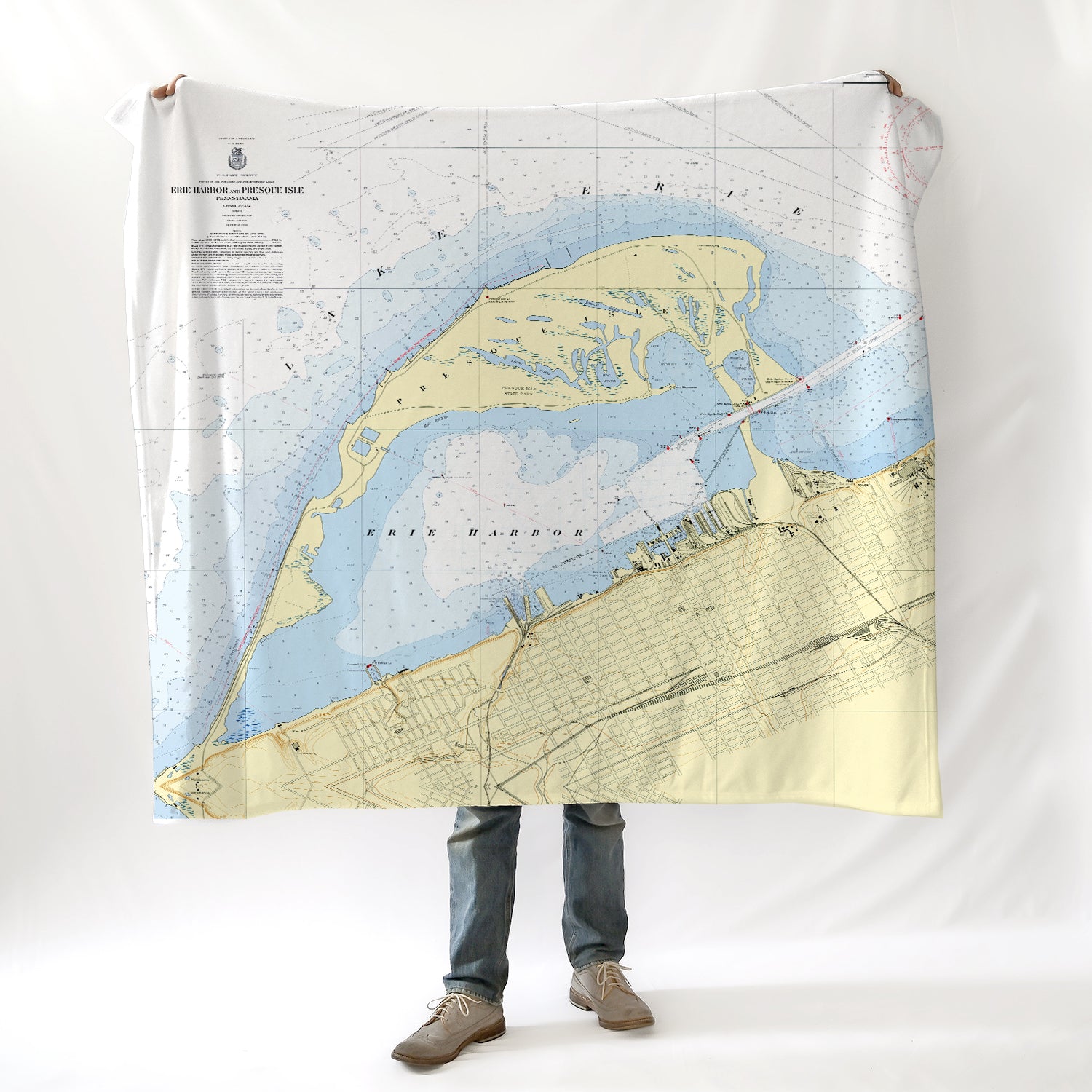 Presque Isle, PA Nautical Chart Blanket