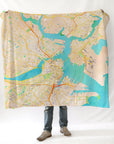 Boston MA, Watercolor Map Blanket