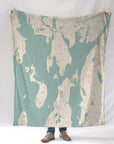Bristol RI Sea Glass Map Blanket