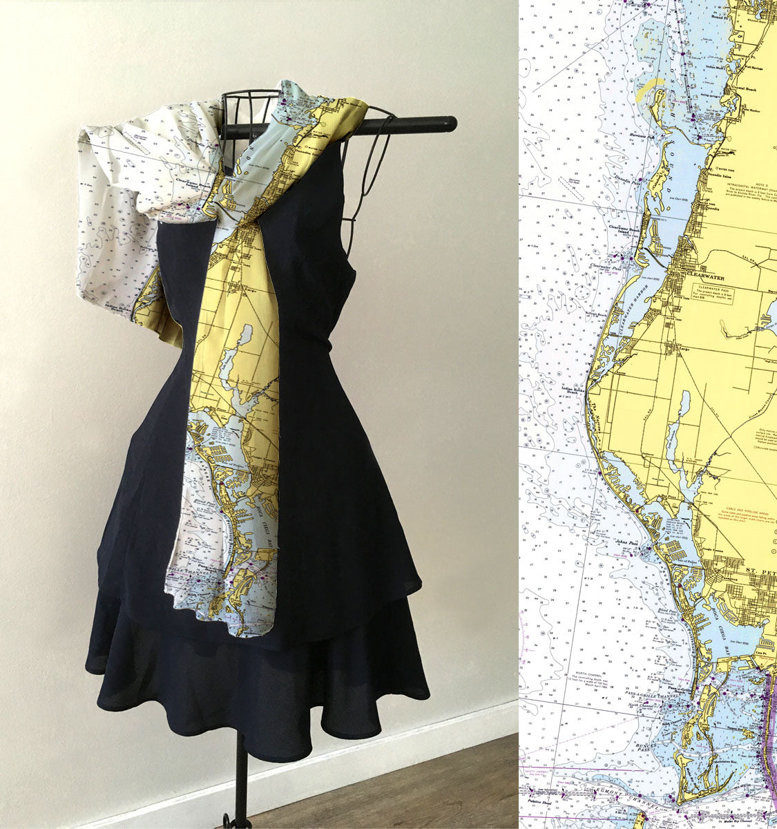 St. Pete Beach, Clearwater, FL Nautical Chart Scarf