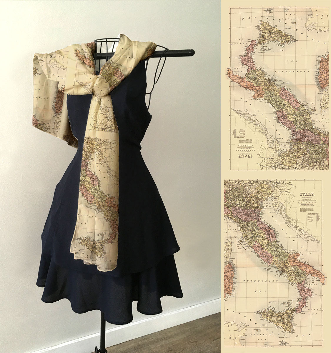 Italy Vintage Map Scarf