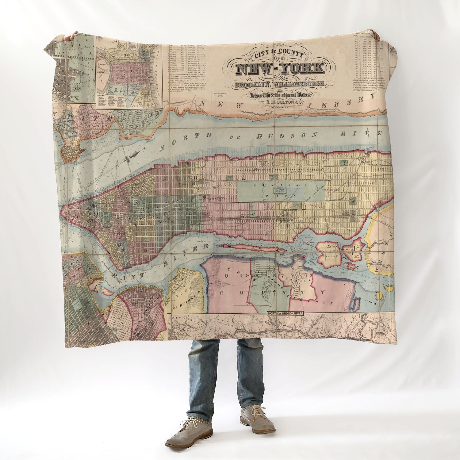 Manhattan, NY.Vintage Map Blanket