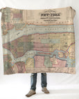 Manhattan, NY.Vintage Map Blanket