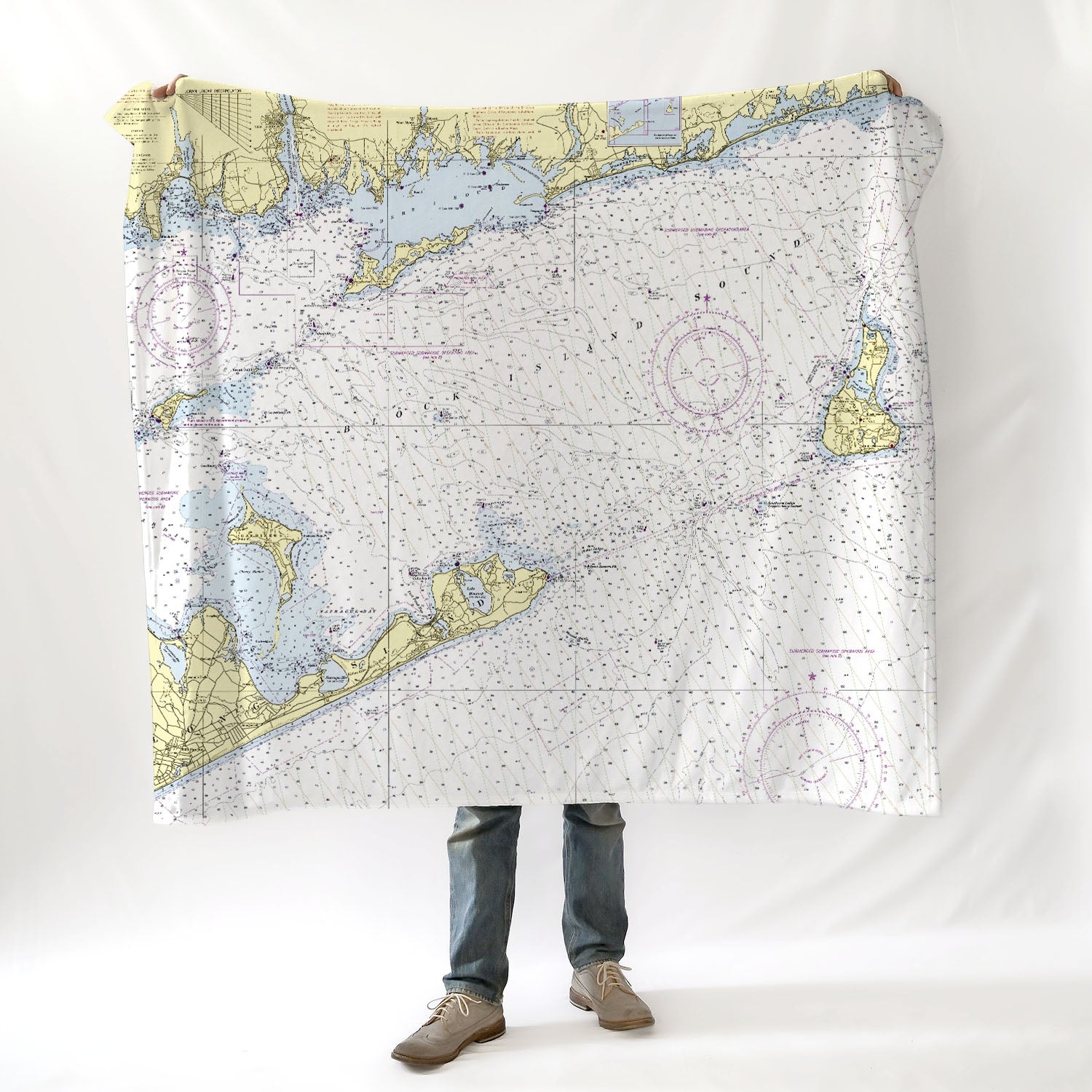 Block Island Sound, CT Nautical Chart Blanket