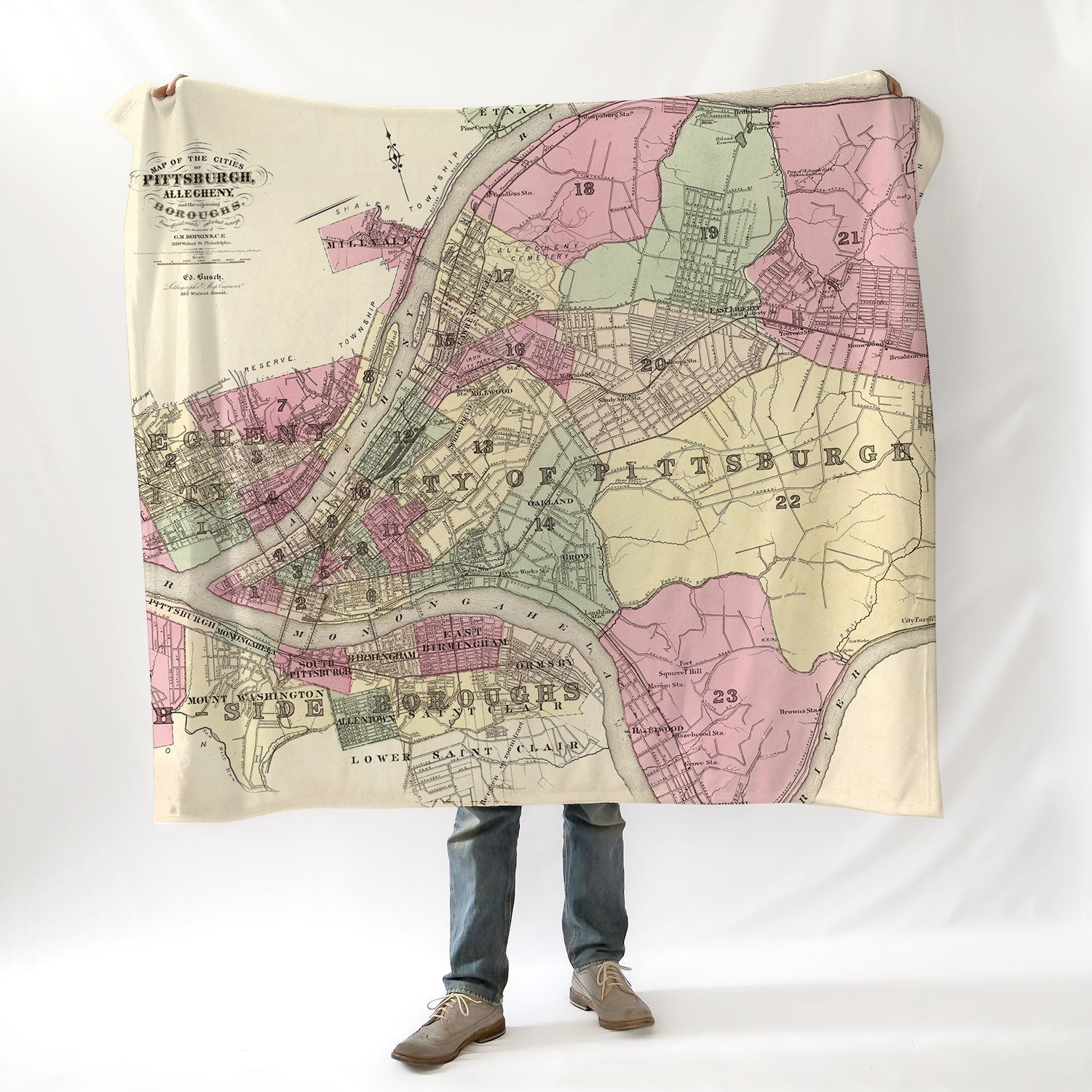 Pittsburgh Antique Map Blanket