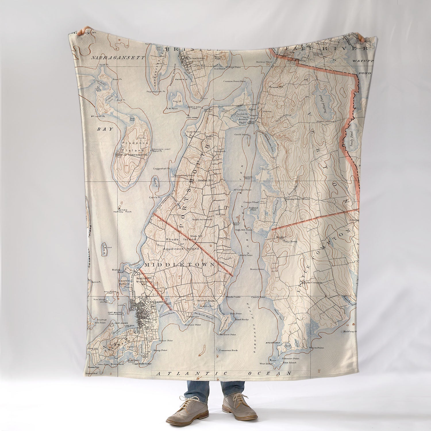 Newport, Vintage Topo Map Blanket