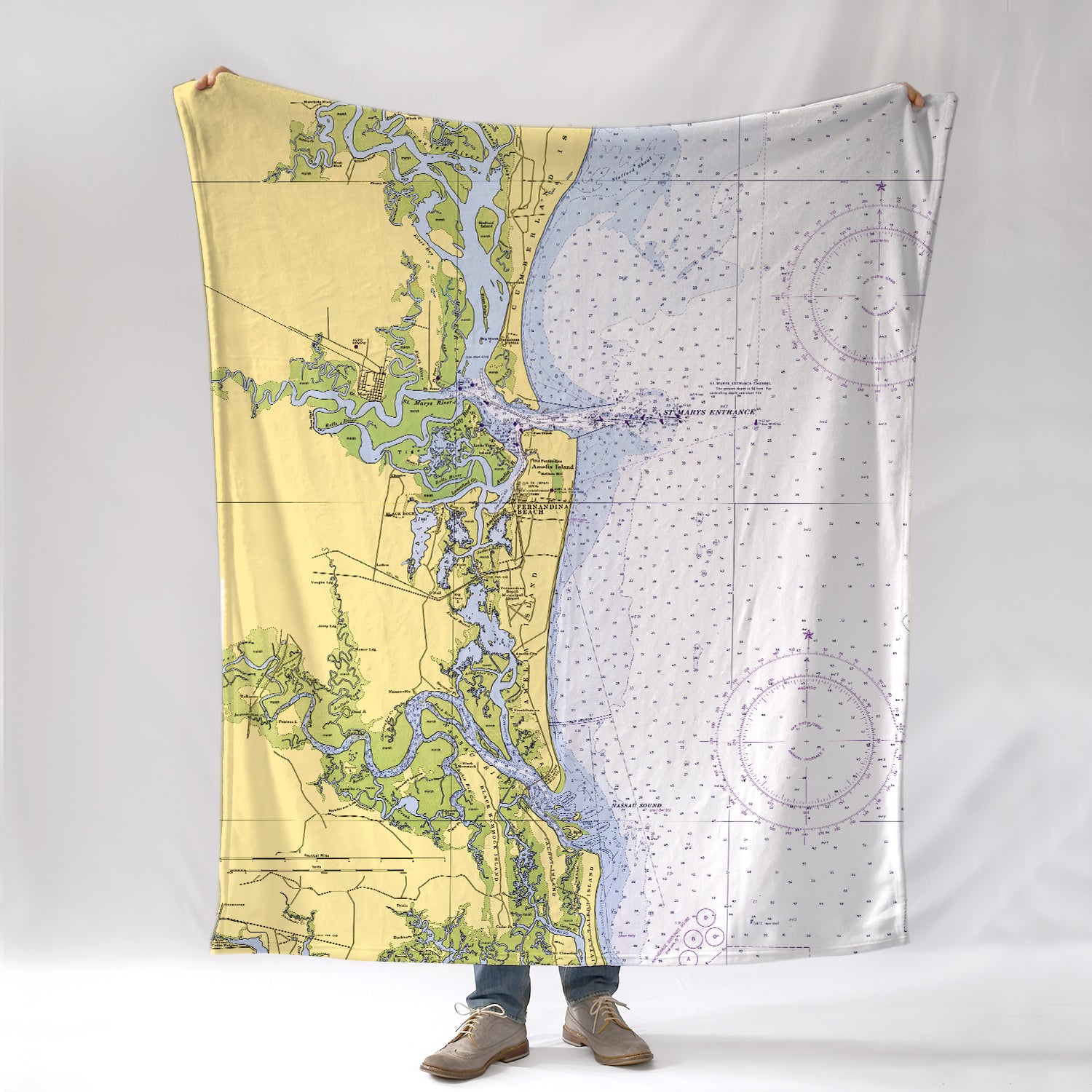 Amelia Island, FL.Nautical Chart Blanket