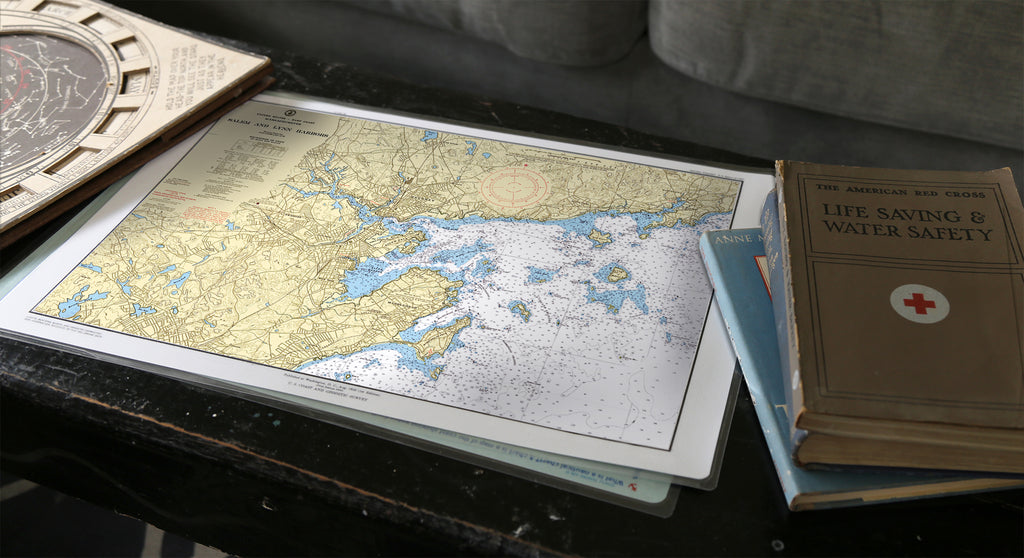 Salem & Marblehead Harbors Vintage Chart Placemat