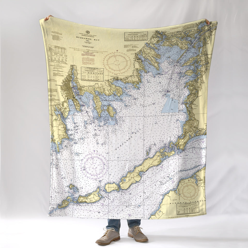 Buzzards Bay with Cuttyhunk, MA Nautical Chart Blanket