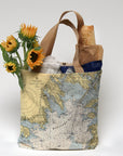 Marion, Sippican Harbor Nautical Chart, muted Tote