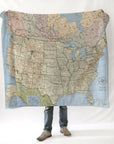 Vintage USA Map Blanket