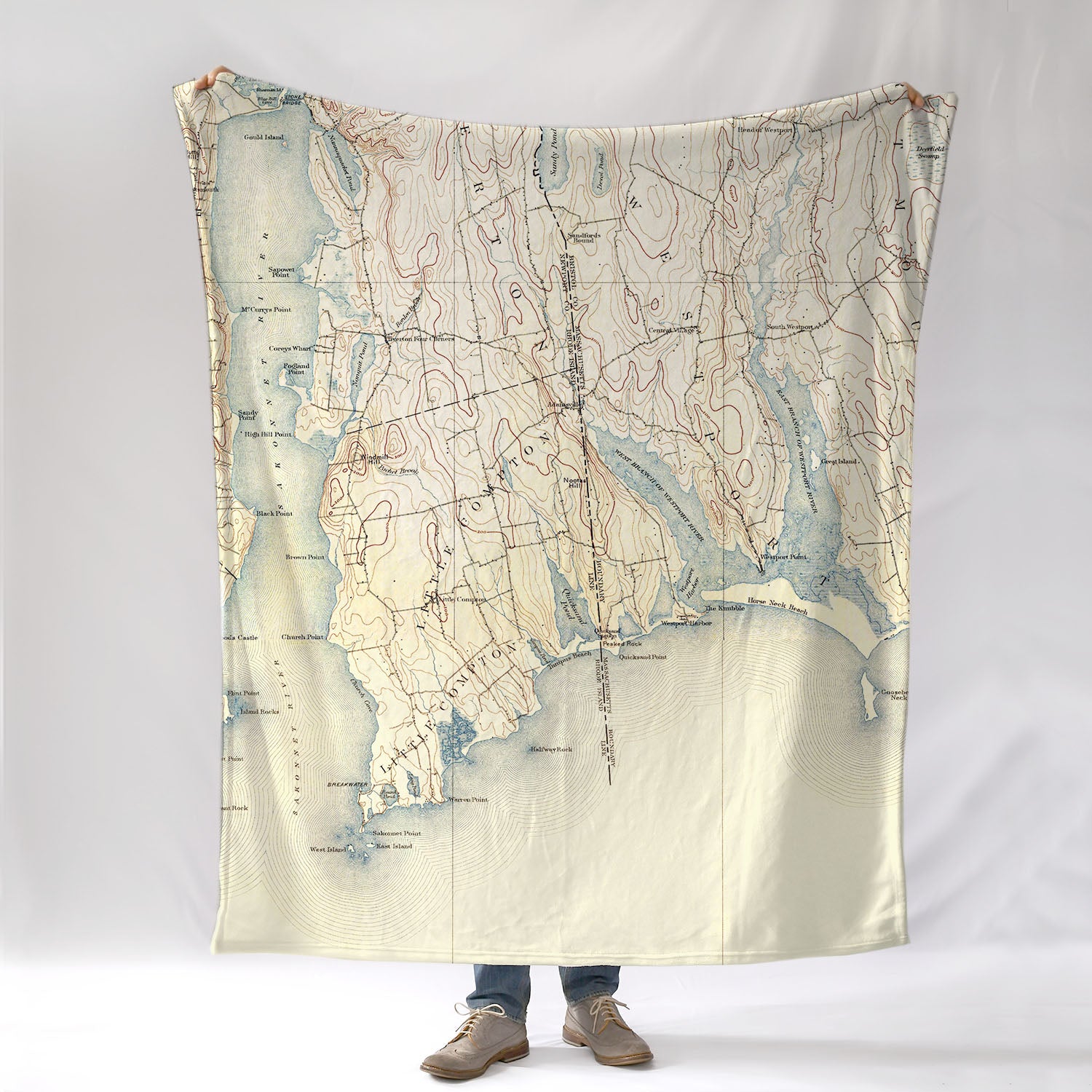 Little Compton, RI Antique Map Blanket