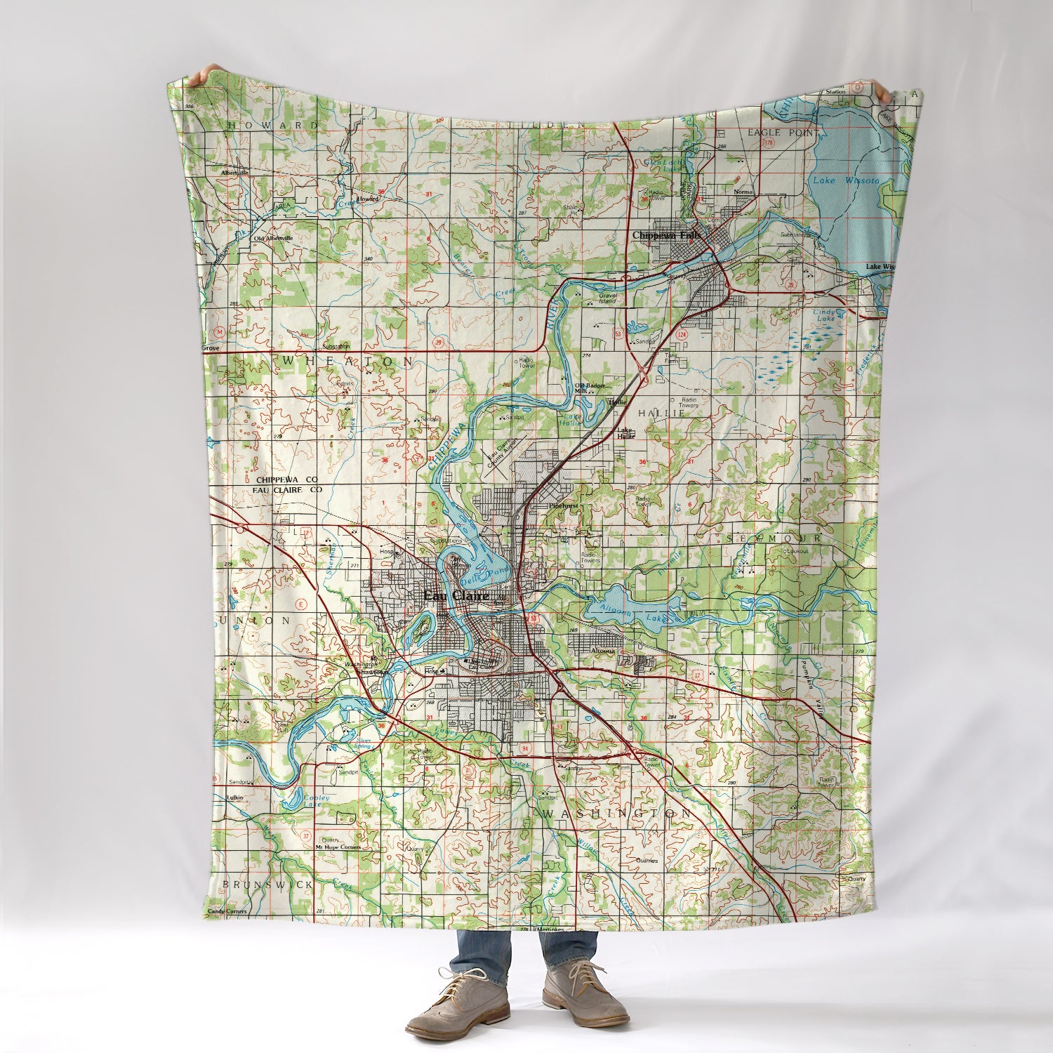 Eau Claire, WI -topo map Blanket