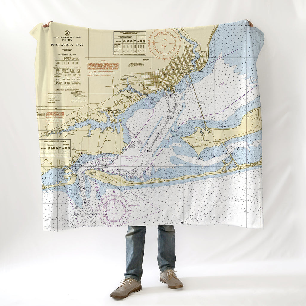 Pensacola (Gulf Breeze), Fl Nautical Chart Blanket