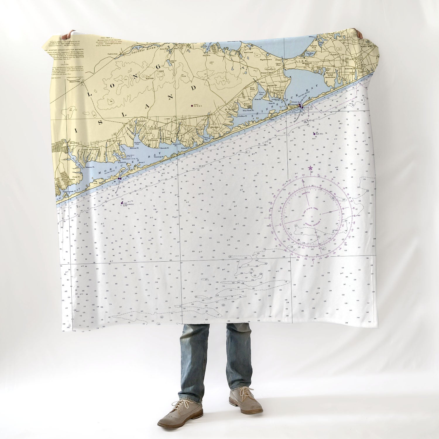 West Hampton, Long Island, NY - Nautical Chart Blanket