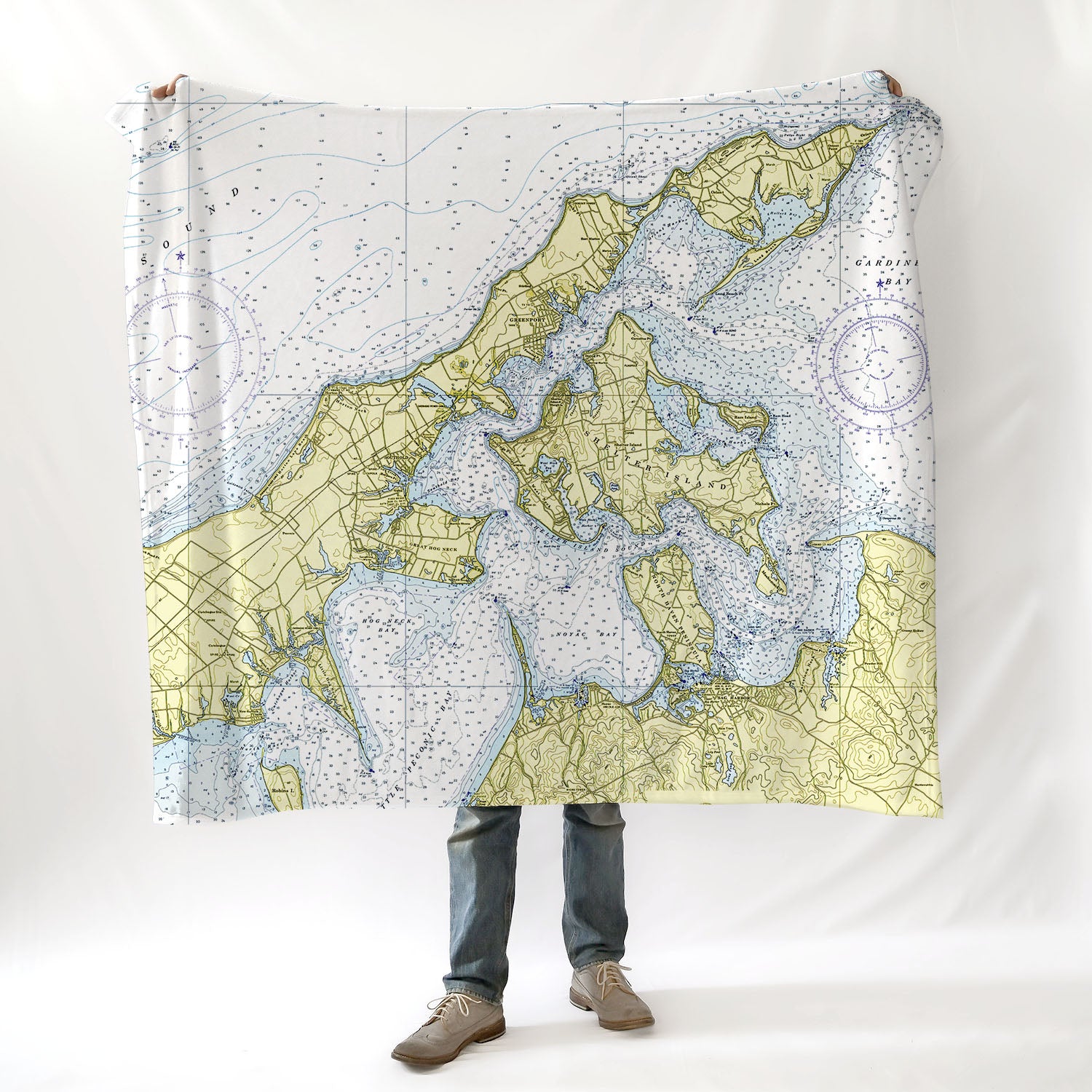 The North Fork, NY- Nautical Chart Blanket