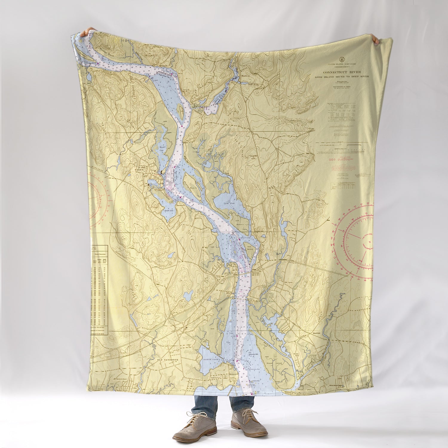 Essex, CT Nautical Chart Blanket