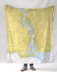 Old Saybrook, CT Nautical Chart Blanket