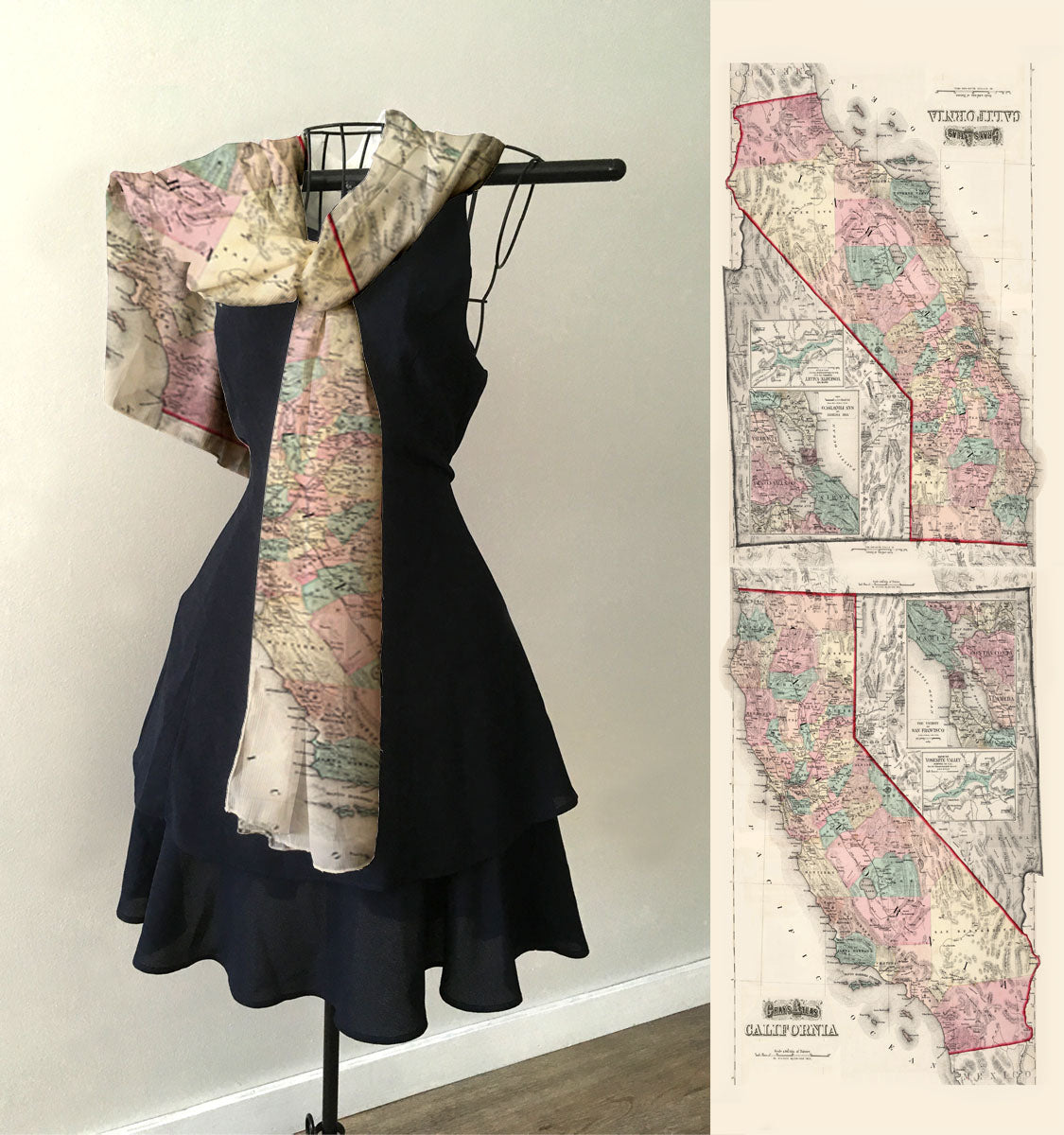 California Dreamin' Vintage Map Scarf