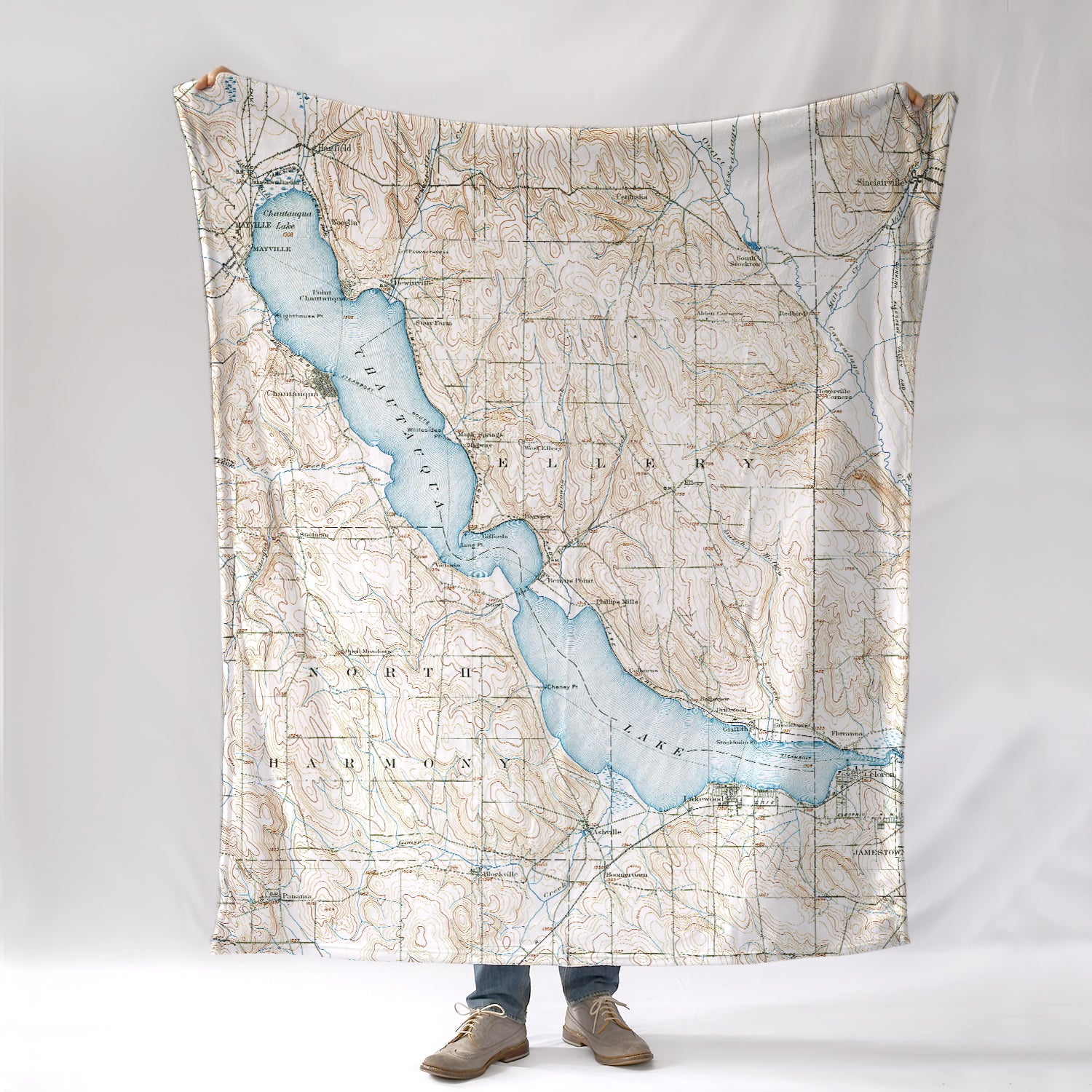 ChautauquaLake, NY Vintage Map Blanket