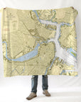 Boston Inner Harbor Nautical Chart Blanket