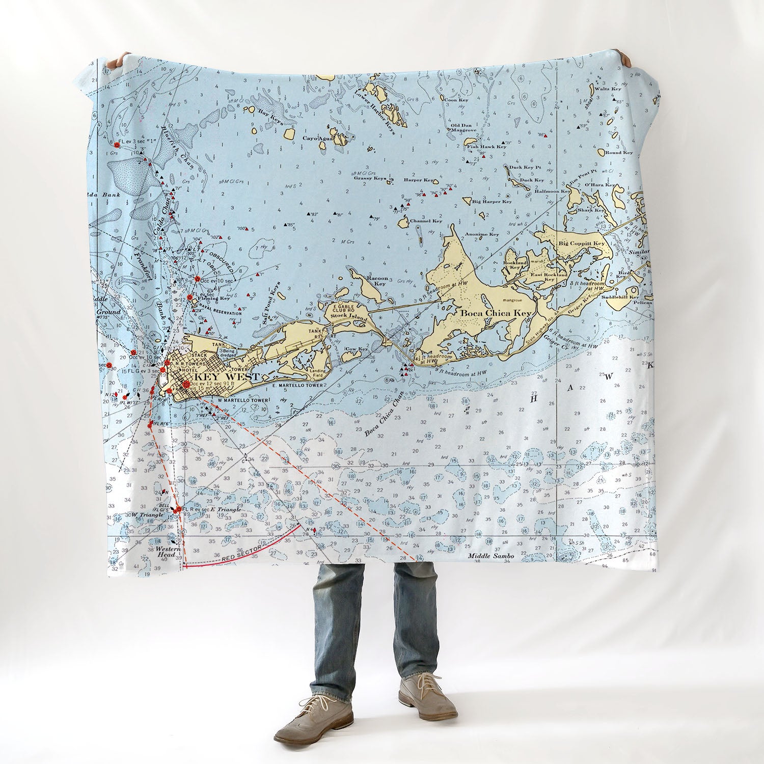 Key West, FL Nautical Chart Blanket