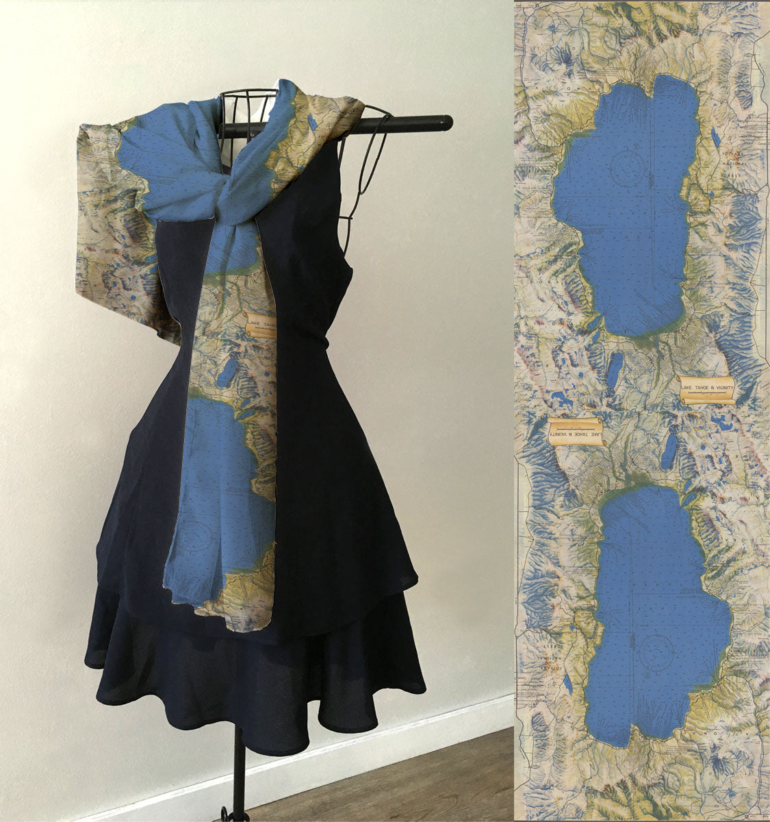 Lake Tahoe Vintage Map Scarf