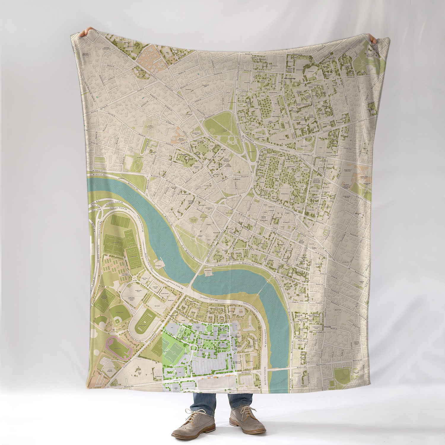 Cambridge - Harvard Square, MA Sea Glass Map Blanket