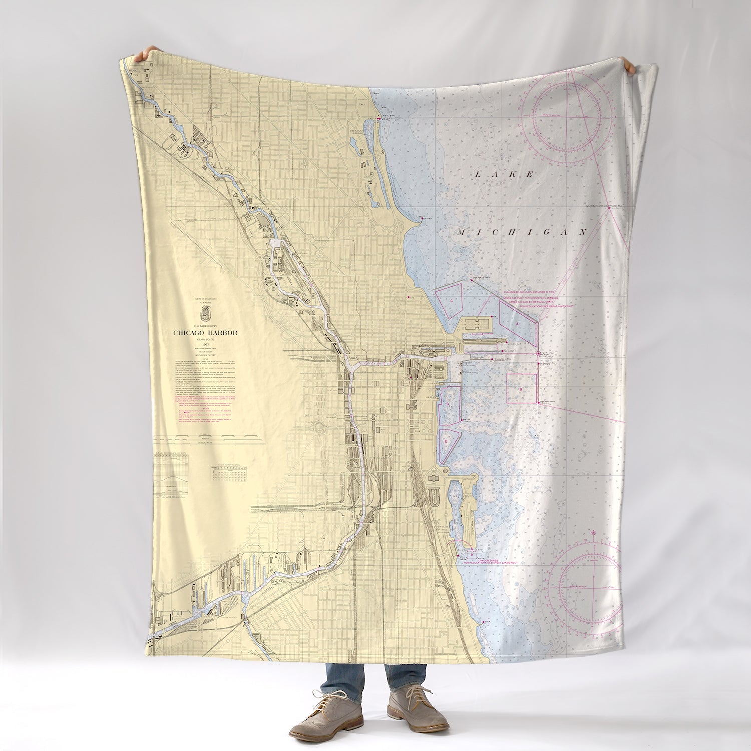 Chicago, IL Nautical Chart Blanket