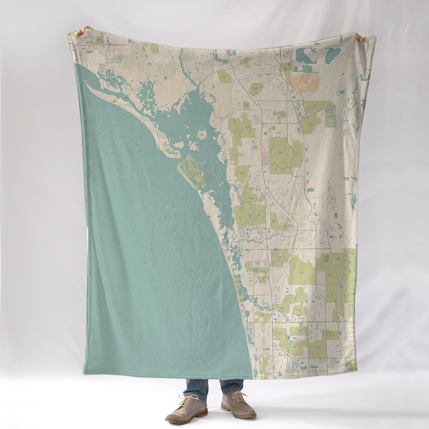 Estero Island to Naples Sea Glass Style Map Blanket