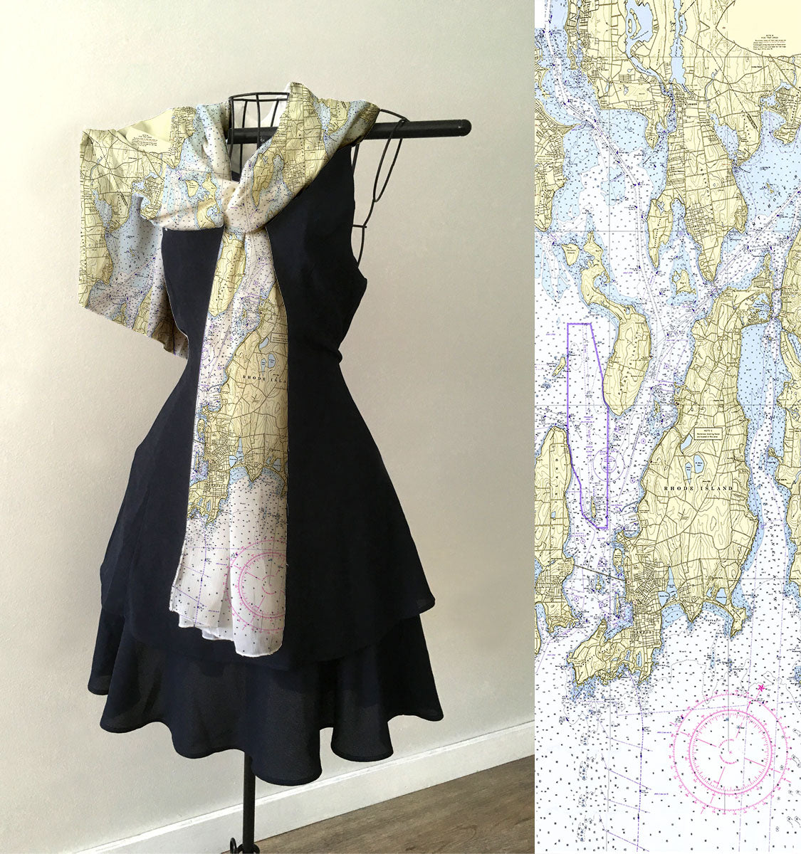 Newport, RI Nautical chart Scarf