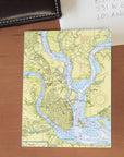 Charleston, South Carolina, Nautical Chart Notecard, Pack of 24 Notecards