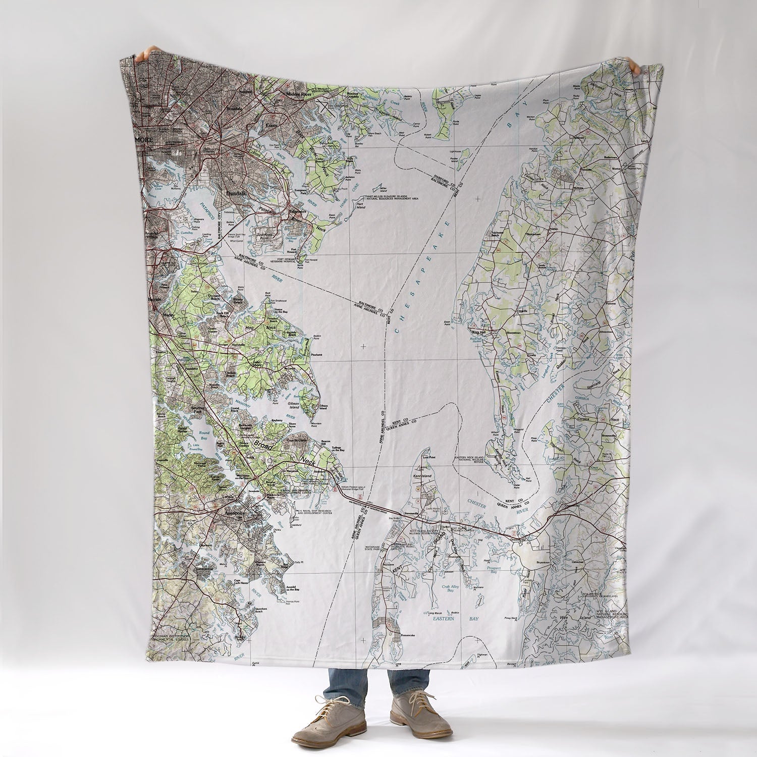 Rock Hall, MD Chesapeake BayVintage Topo Map Blanket