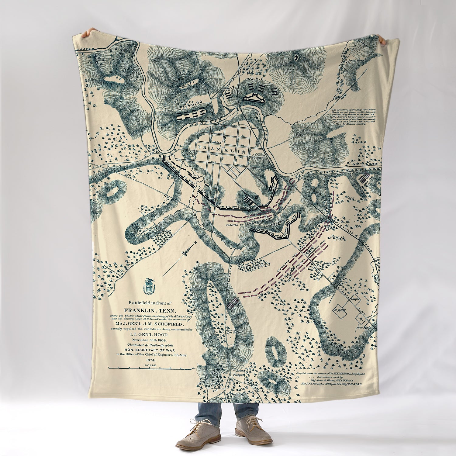 Franklin, TN Civil War Map Blanket