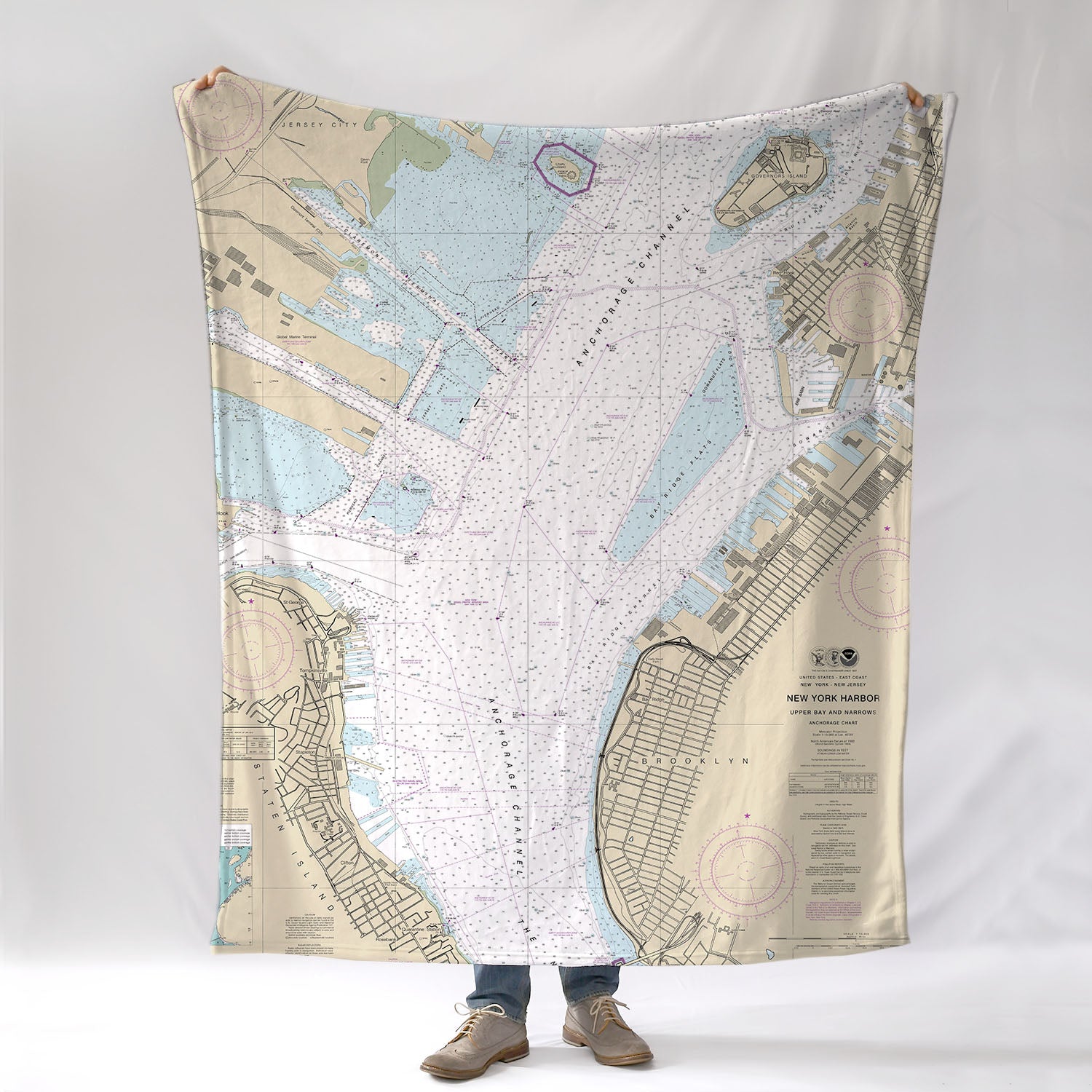 Upper New York Harbor, NYC, NY Nautical Chart Blanket