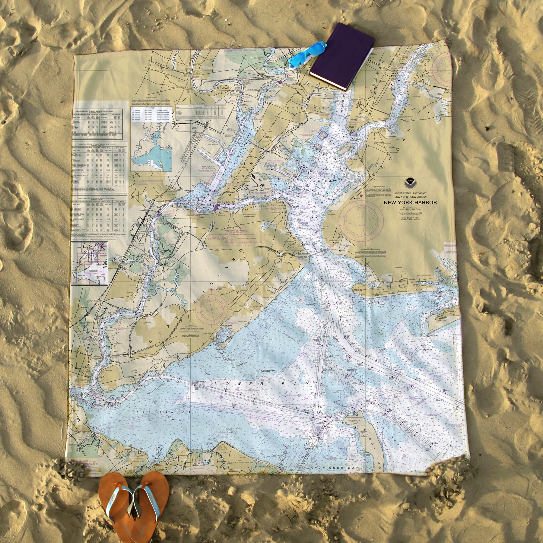 New York Harbor, NYC, NY Nautical Chart Blanket