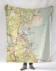 Wickford Harbor Topo Map Blanket