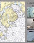 Mount Desert Island, Acadia, ME Nautical Chart Blanket