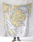 Mount Desert Island, Acadia, ME Nautical Chart Blanket