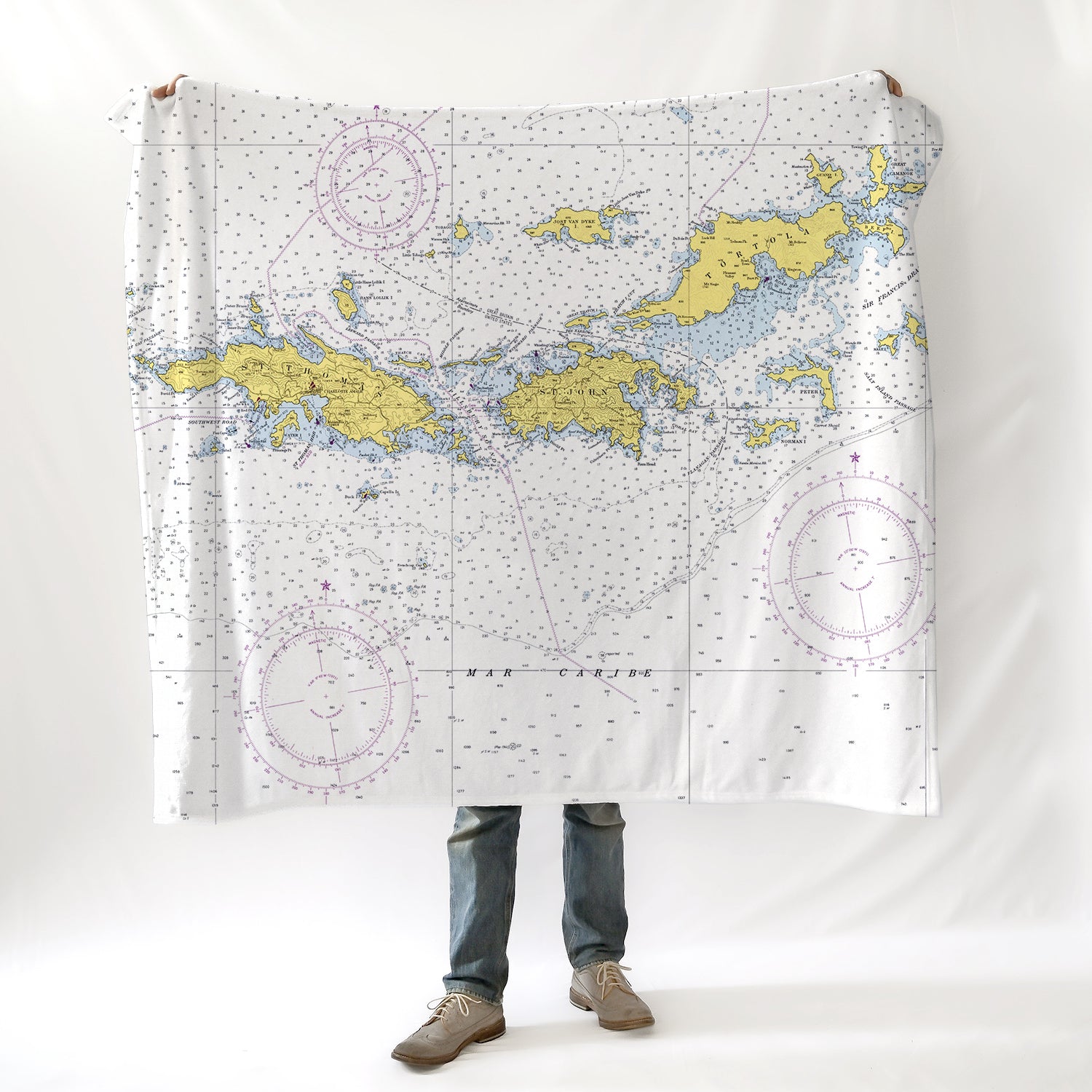 USVI - St. Thomas and St. John, Nautical Chart Blanket