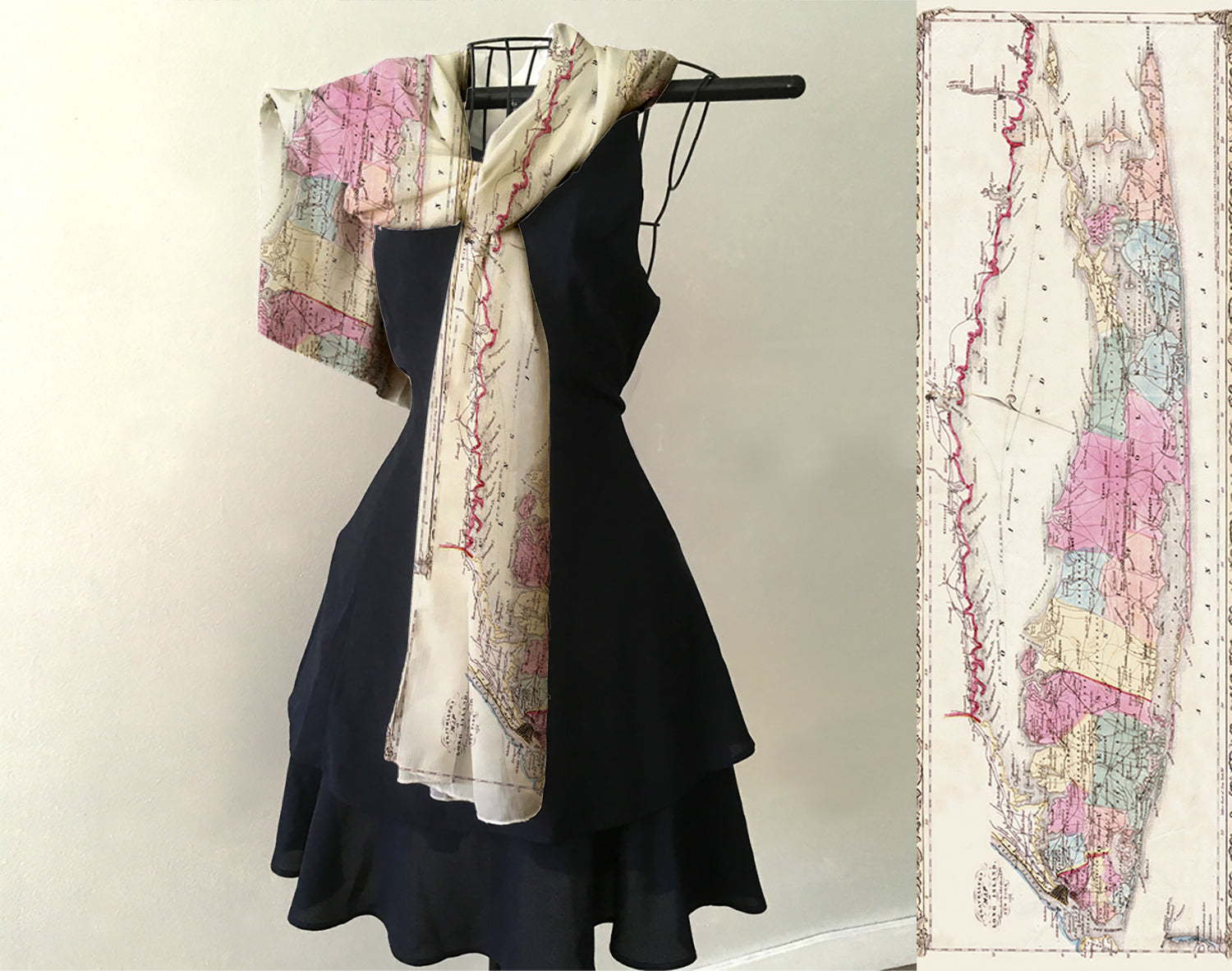 Long Island, NY Vintage Map Scarf