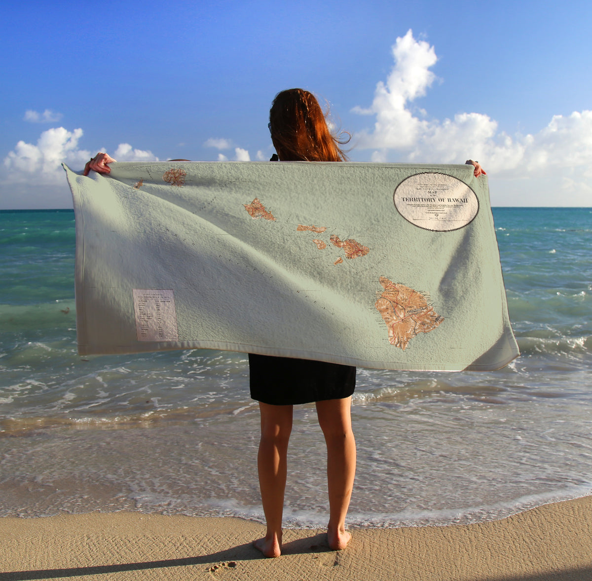 Hawaiian Islands vintage map -  Quick Dry Towel