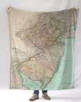 New Jersey Antique State Map Blanket