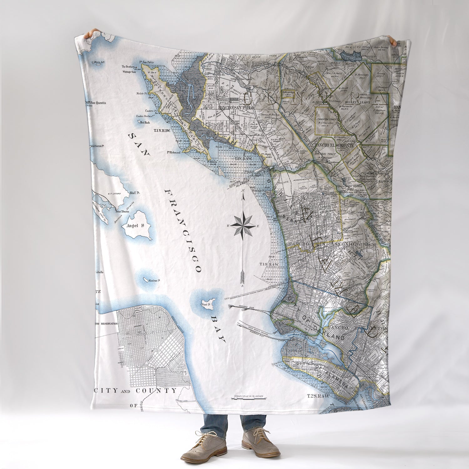 Alameda, CA Vintage Map Blanket